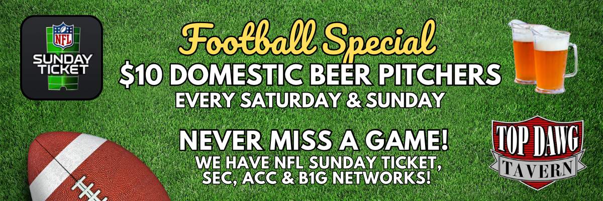 Football Special $10 Domestic Pitchers